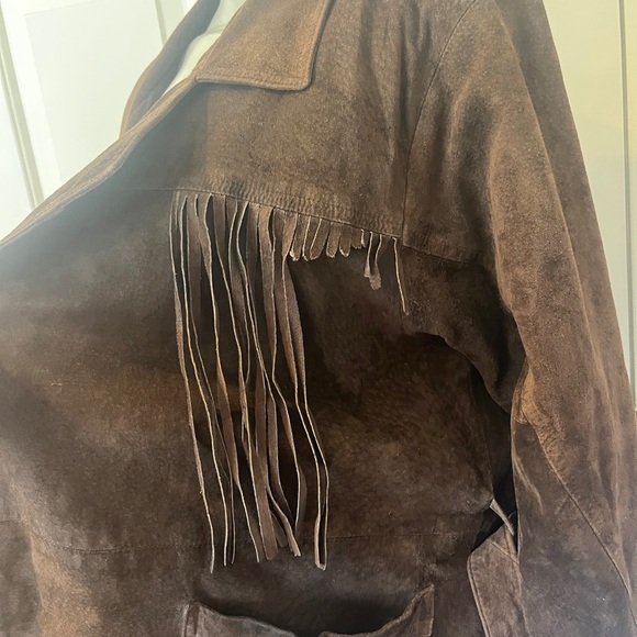 Vintage Brown real Suede Fringe western Jacket - Picture 3 of 15